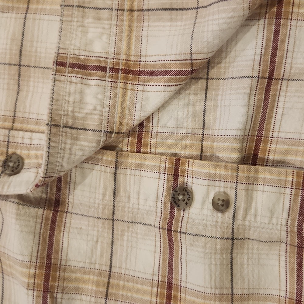 Twenty X By Wrangler Cream & Brown Plaid Western Button-Up - Picture 9 of 9